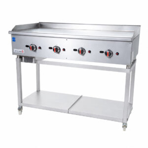 Commercial Gas Griddle Smooth Plate 4 Burners 30KW With Stand
