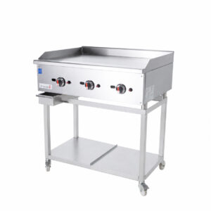 Commercial Gas Griddle Smooth Plate 3 Burners 22.5KW With Stand