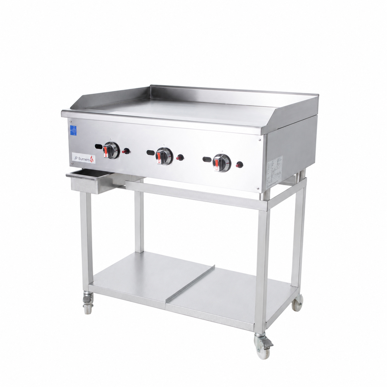Commercial Gas Griddle Smooth Plate 3 Burners 22.5KW With Stand