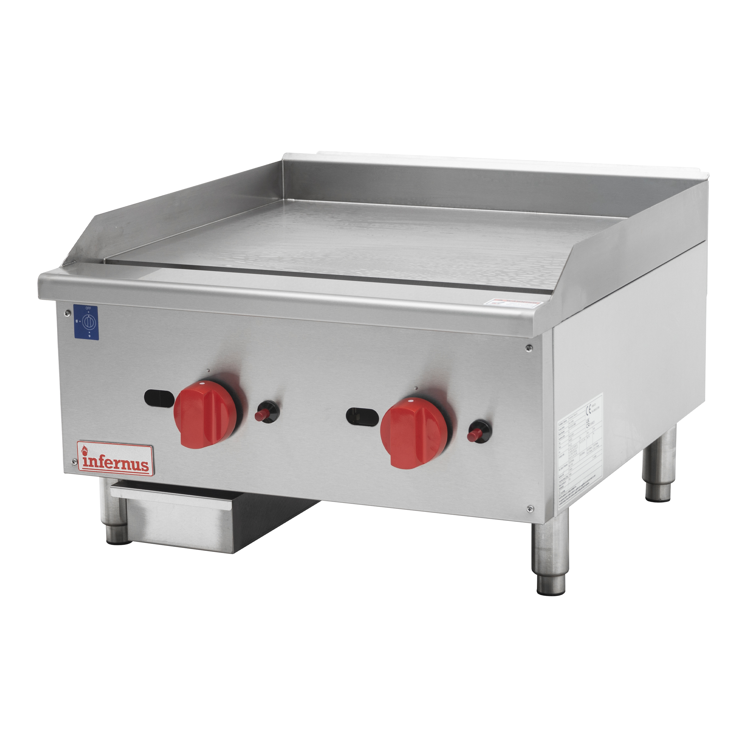 Infernus 2 Burner Heavy Duty 20mm Plate Gas Griddle - 60cm / 24" - Image 2