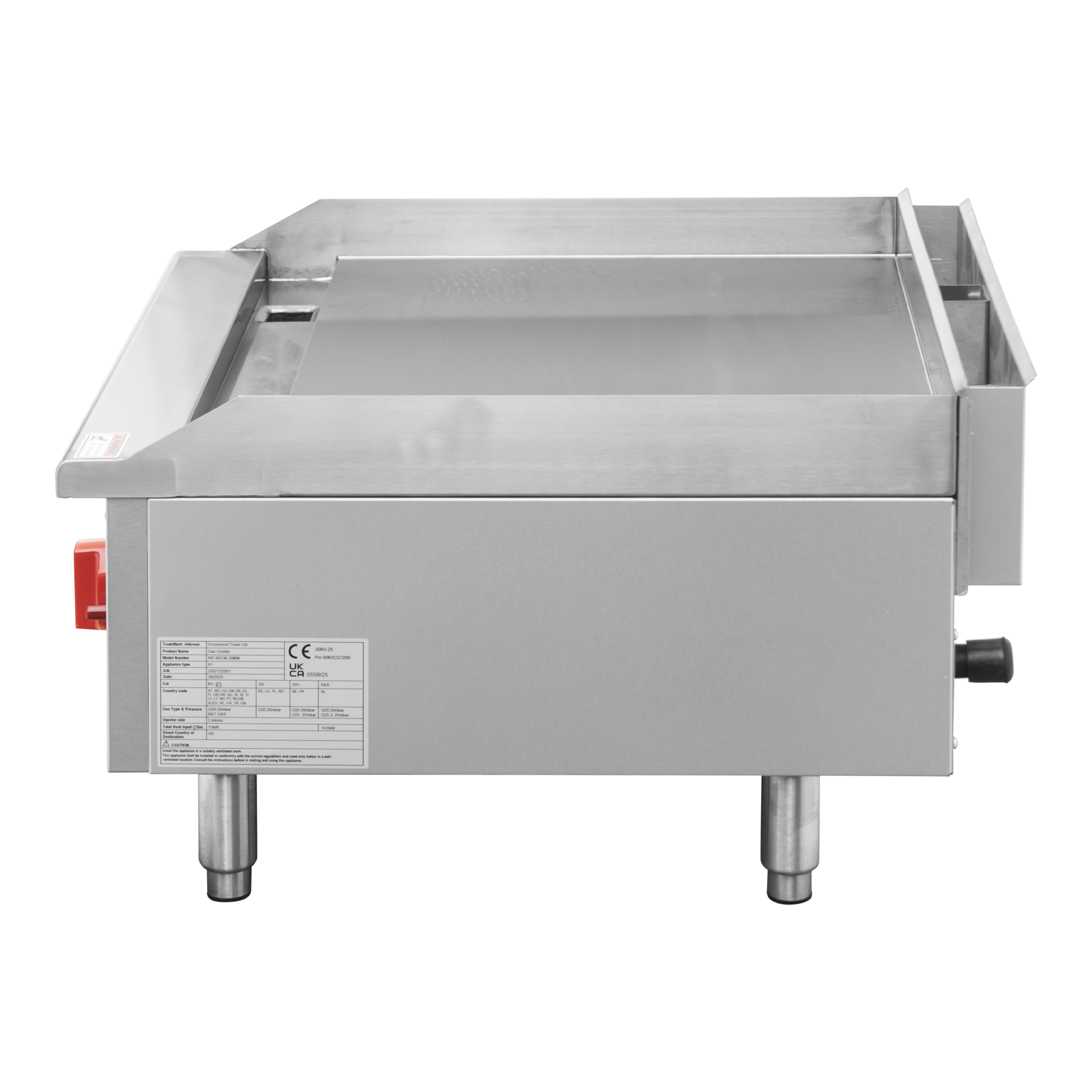 Infernus 2 Burner Heavy Duty 20mm Plate Gas Griddle - 60cm / 24" - Image 4